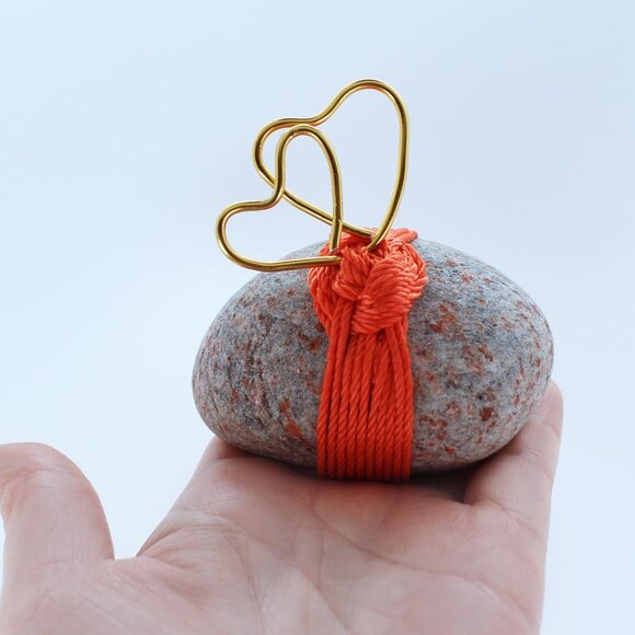 "Our Hearts Are Tied" Rock Art Zen Decor -Wrapped Rock handcrafted in Canada - Picture 4 of 6